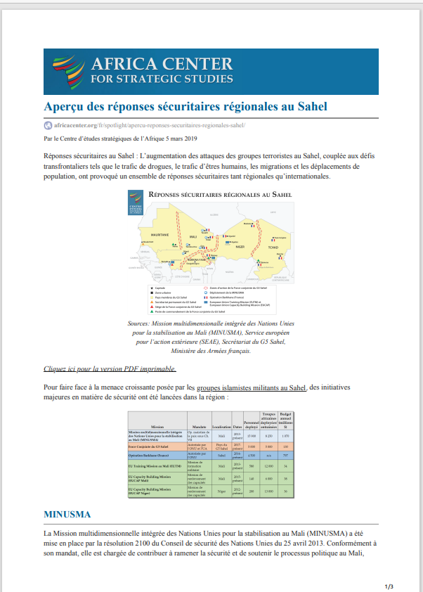 Thumbnail Overview of regional security responses in the Sahel