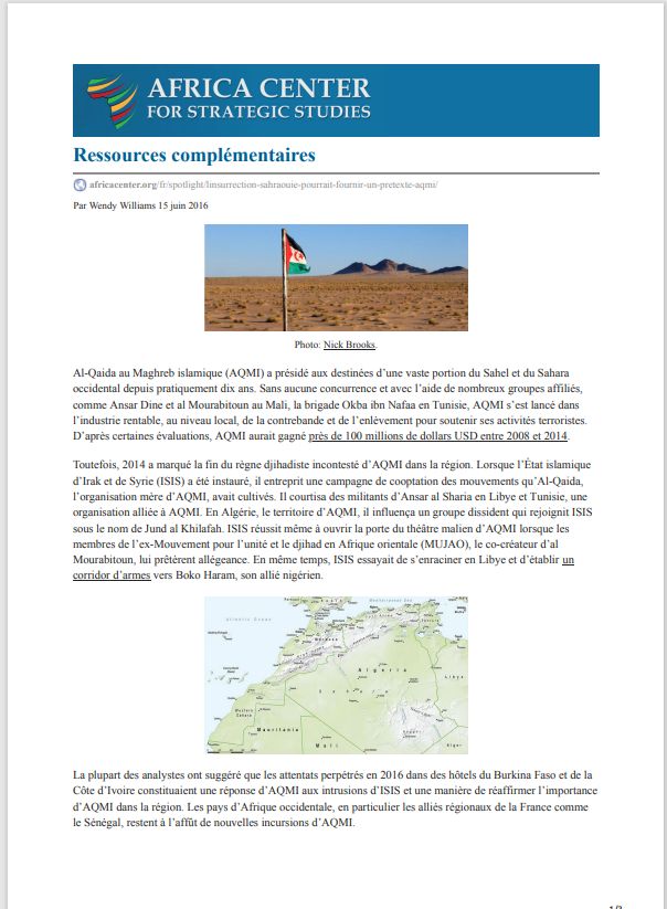 Thumbnail Sahrawi insurgency could provide a pretext to AQMI