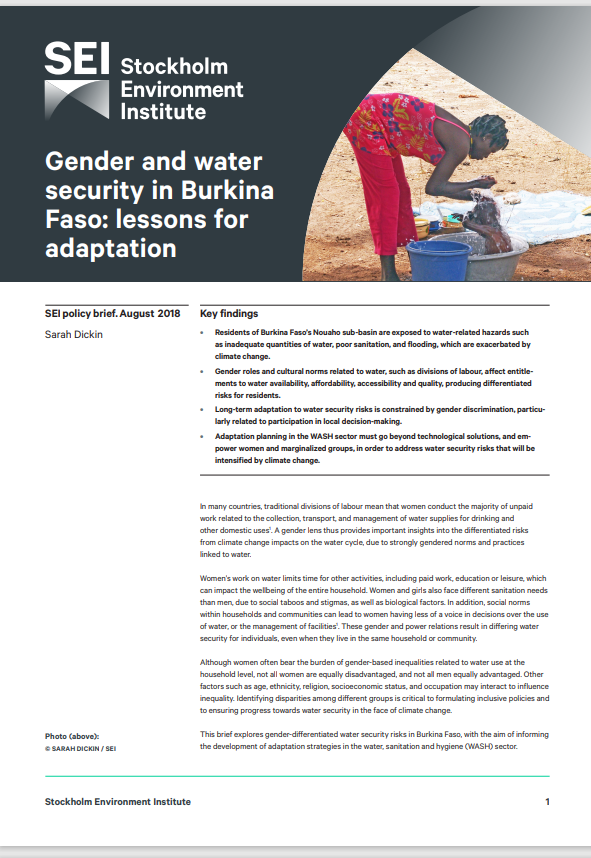 Thumbnail Gender and water security in Burkina Faso: lessons for adaptation