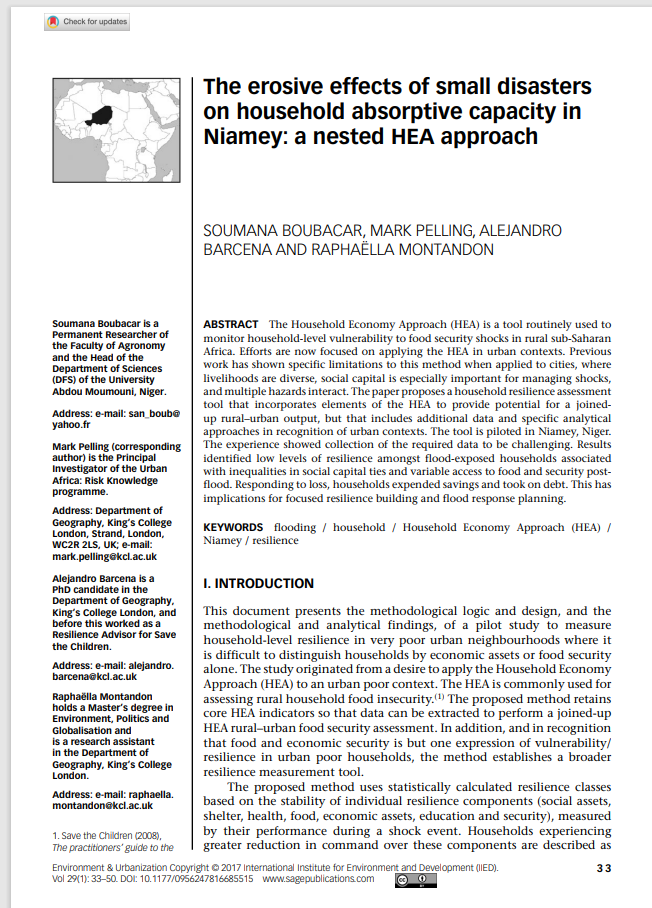 Thumbnail The erosive effects of small disasters on household absorptive capacity in Niamey: a nested HEA approach