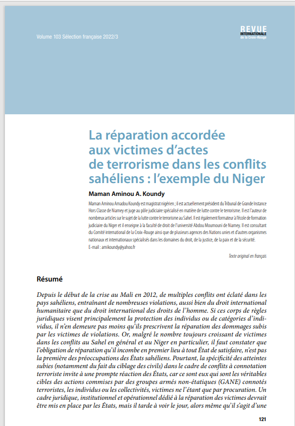 Thumbnail Reparation for Victims of Terrorism in the Sahel Conflicts: The Example of Niger