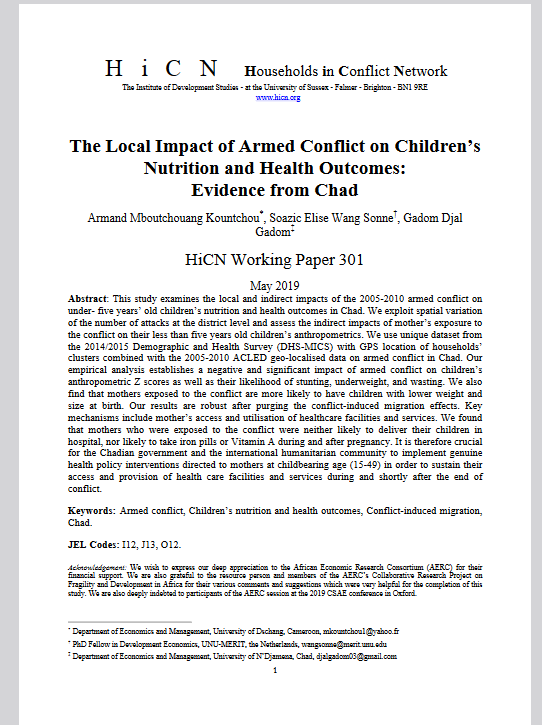 Thumbnail The Local Impact of Armed Conflict on Children’s Nutrition and Health Outcomes: Evidence from Chad