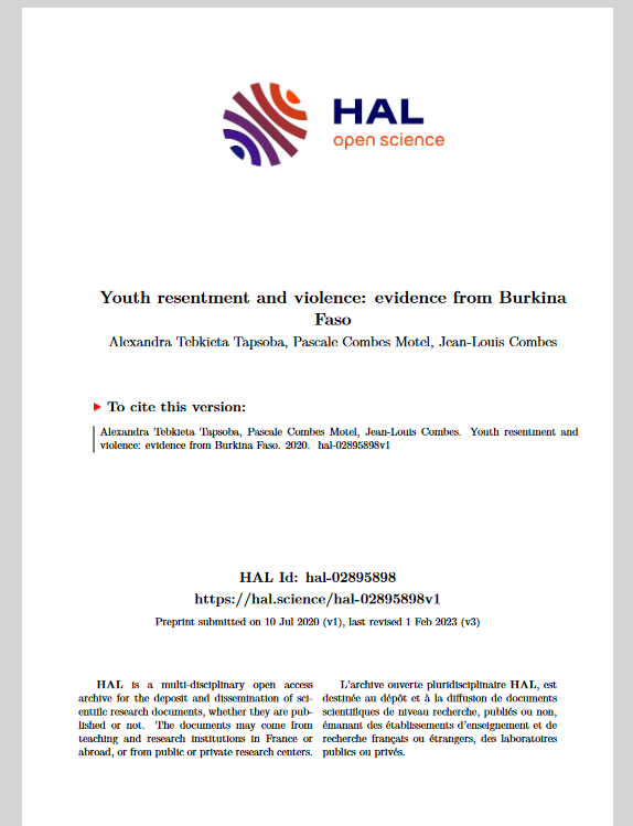 Thumbnail Youth resentment and violence: evidence from BurkinaFaso