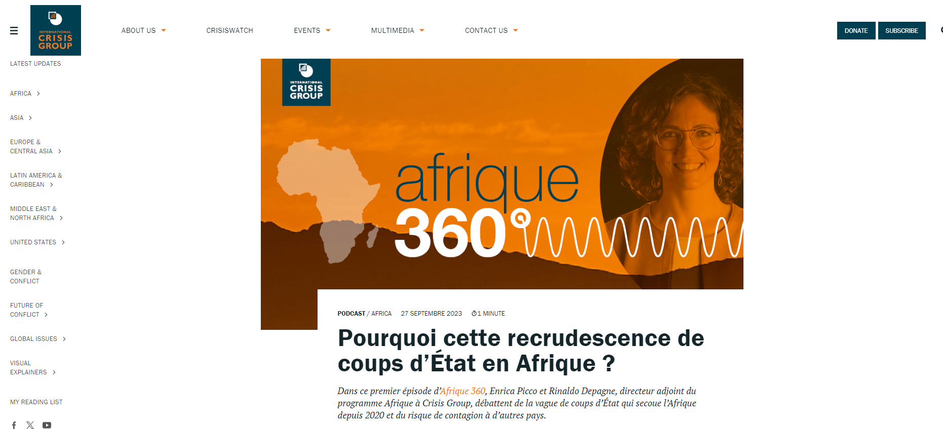 Thumbnail Afrique 360°: episode 1: Why the upsurge in coups d'état in Africa?