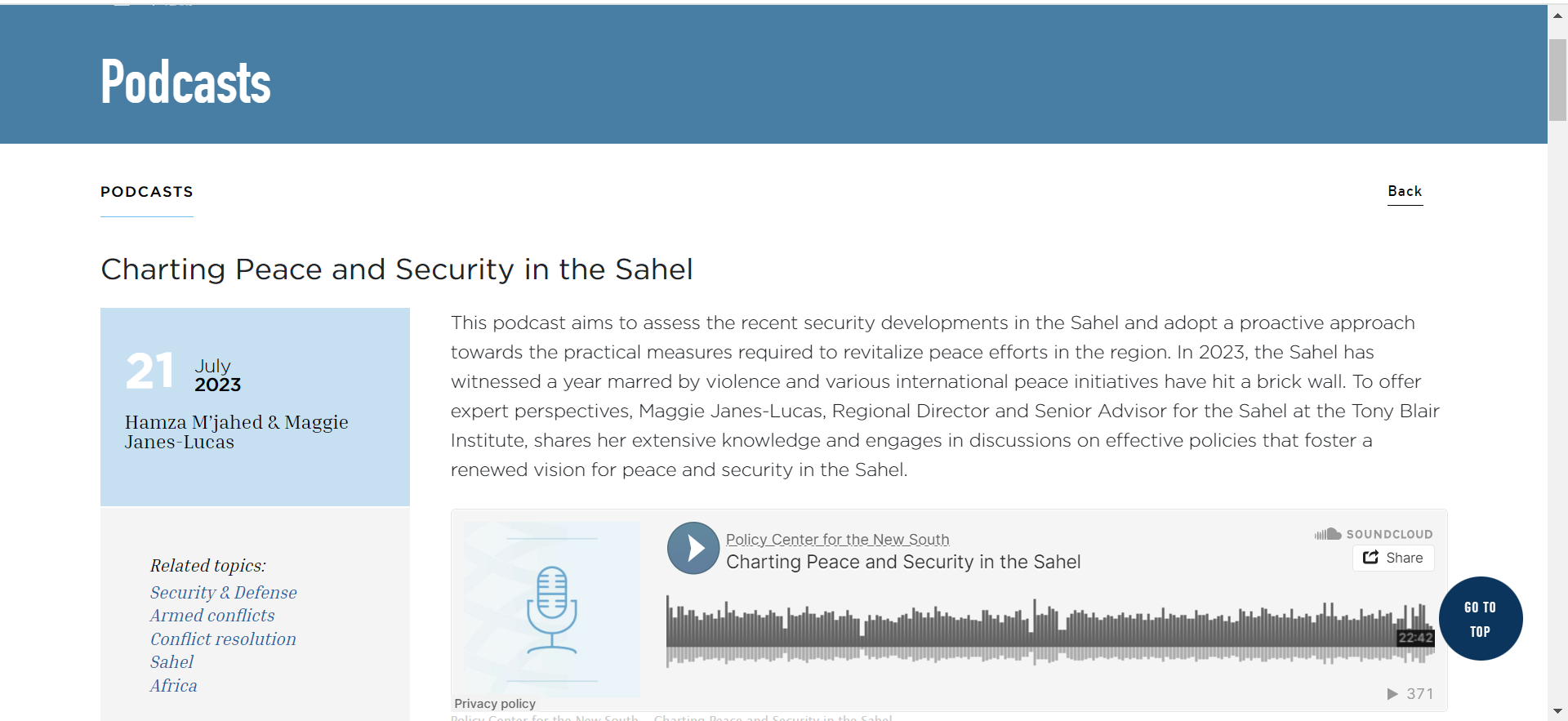 Thumbnail Charting Peace and Security in the Sahel