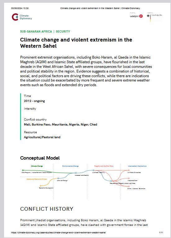 Thumbnail Climate change and violent extremism in the Western Sahel