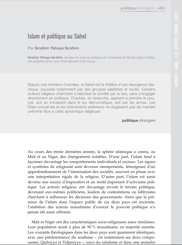 Miniature Islam et politique au Sahel