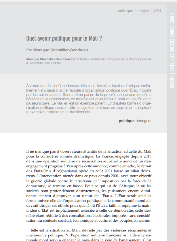 Miniature Quel avenir politique pour le Mali ?