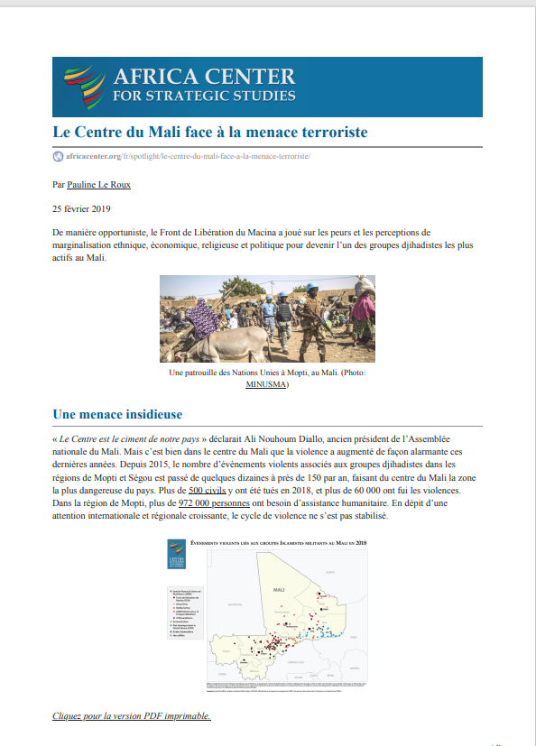 Miniature Le Centre du Mali face a la menace terroriste
