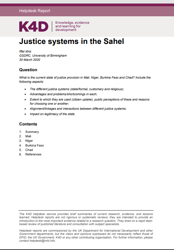 Miniature Justice Systems in the Sahel