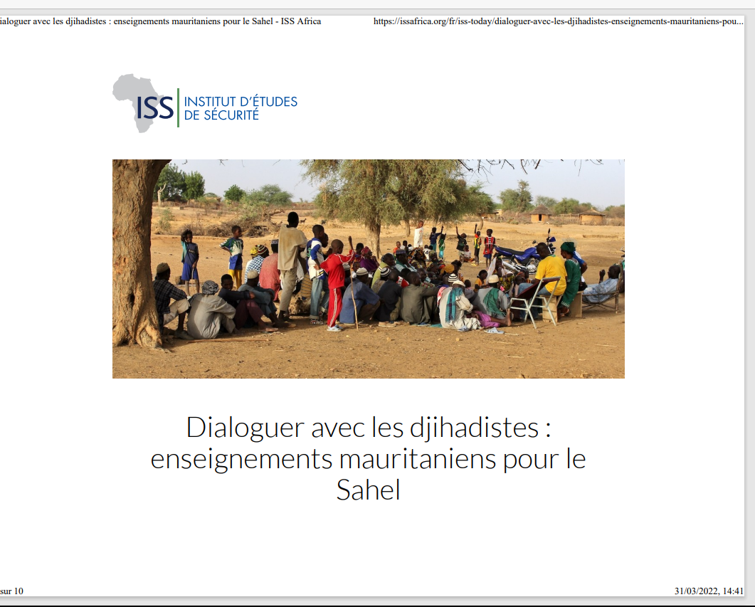 Miniature Dialoguer avec les djihadistes : enseignements mauritaniens pour le Sahel