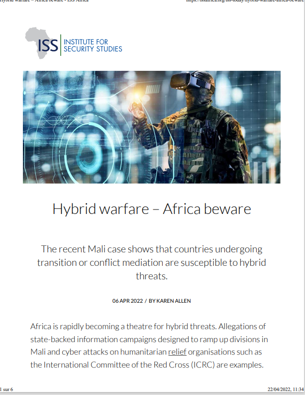 Miniature The recent Mali case shows that countries undergoing transition or conflict mediation are susceptible to hybrid threats.