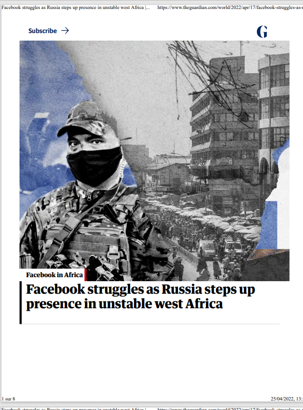 Miniature Facebook struggles as Russia steps up presence in unstable west Africa