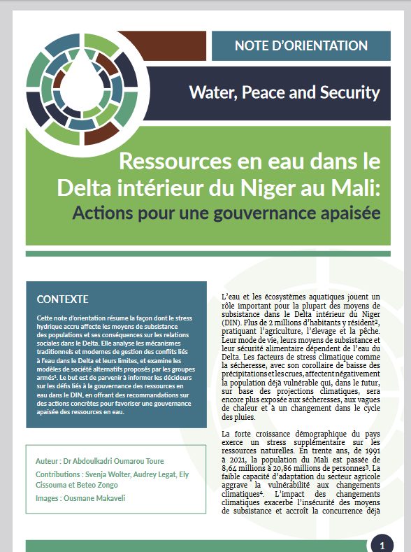 Miniature Ressources en eau dans le Delta intérieur du Niger au Mali : Actions pour une gouvernance apaisée