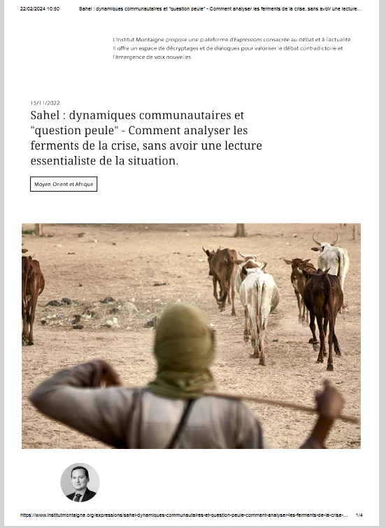 Miniature Sahel : dynamiques communautaires et "question peule"