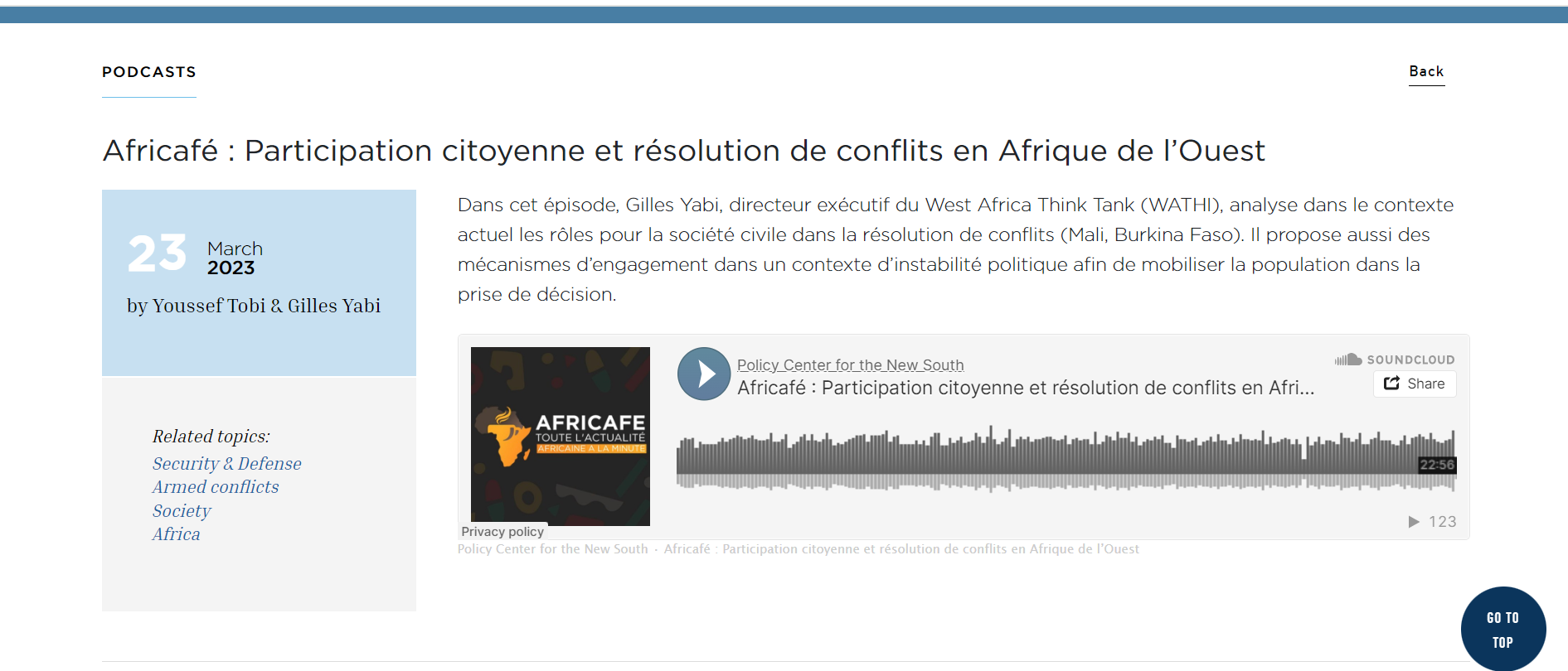 Miniature Africafé : Participation citoyenne et résolution de conflits en Afrique de l’Ouest