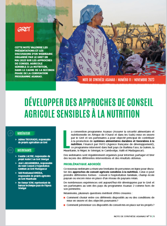 Miniature Développer des approches de conseil agricole sensibles à la nutrition