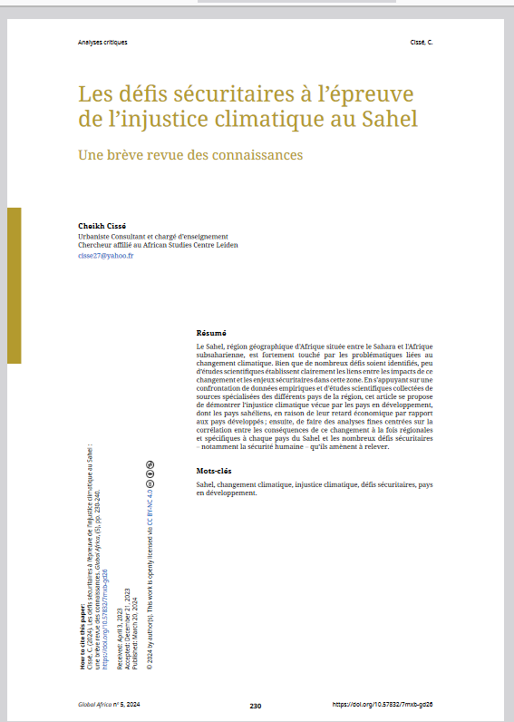 Miniature Les défis sécuritaires à l’épreuve de l’injustice climatique au Sahel : une brève revue des connaissances