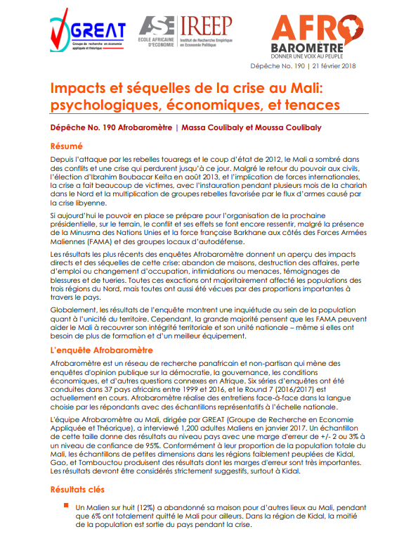 Miniature Impacts et séquelles de la crise au Mali